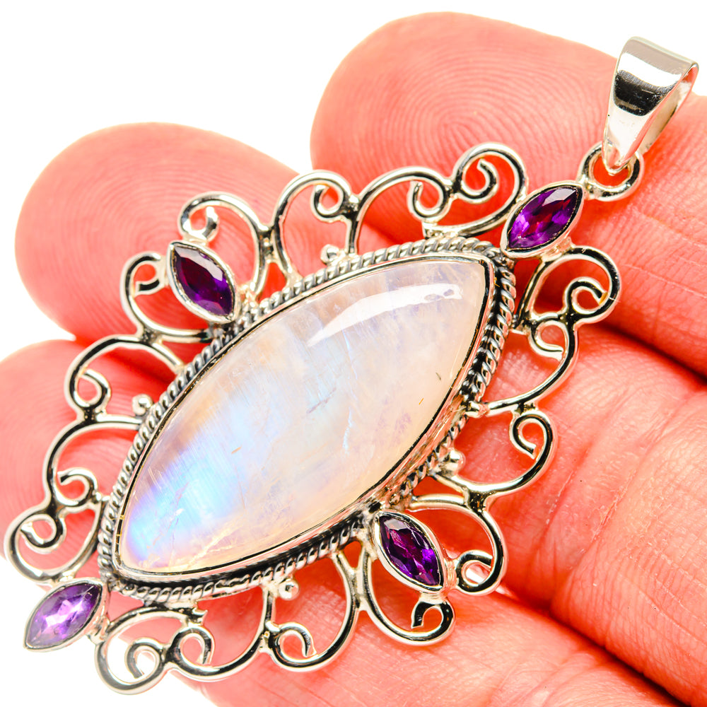 Rainbow Moonstone Pendants handcrafted by Anasilvercos - PD27916