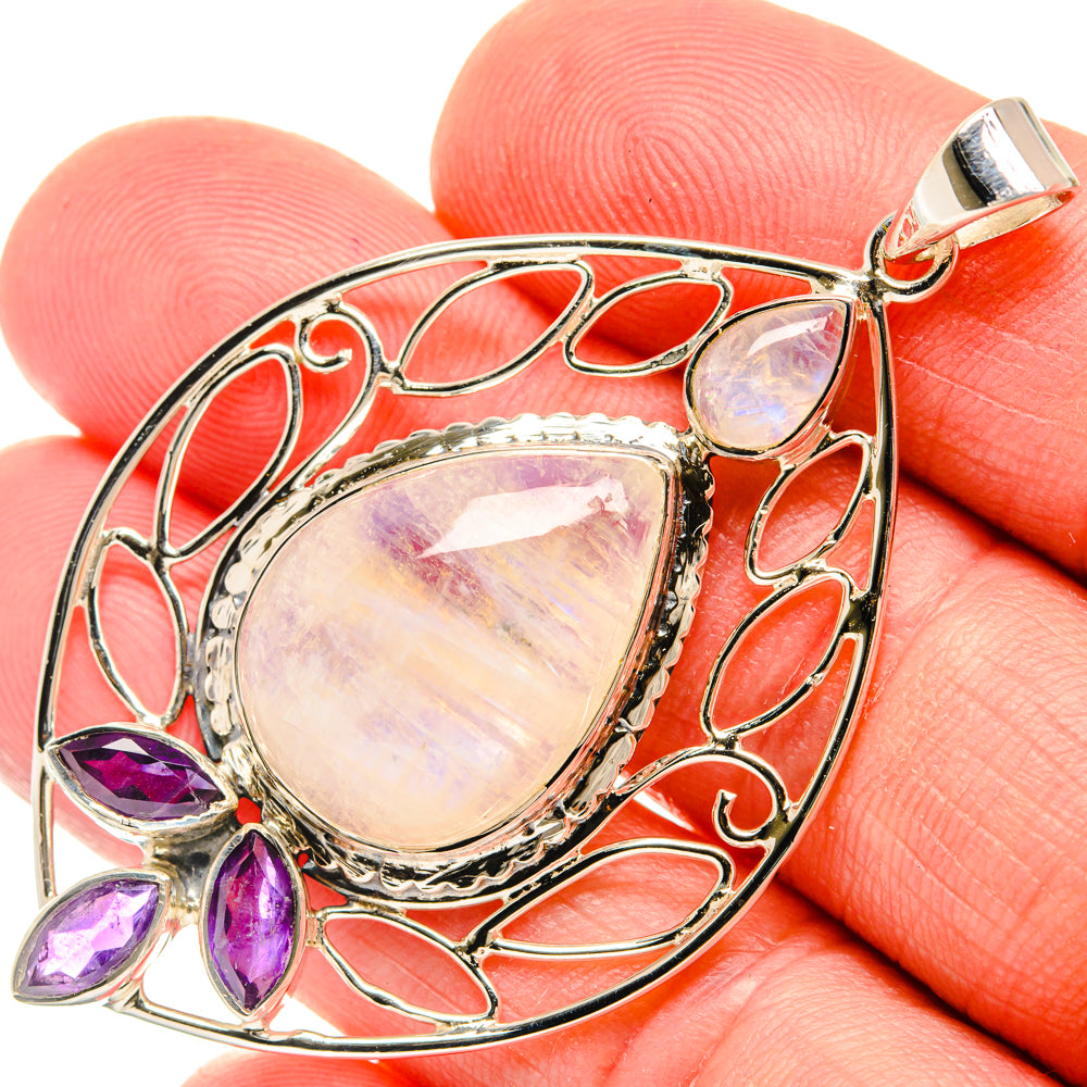 Rainbow Moonstone Pendants handcrafted by Anasilvercos - PD27917