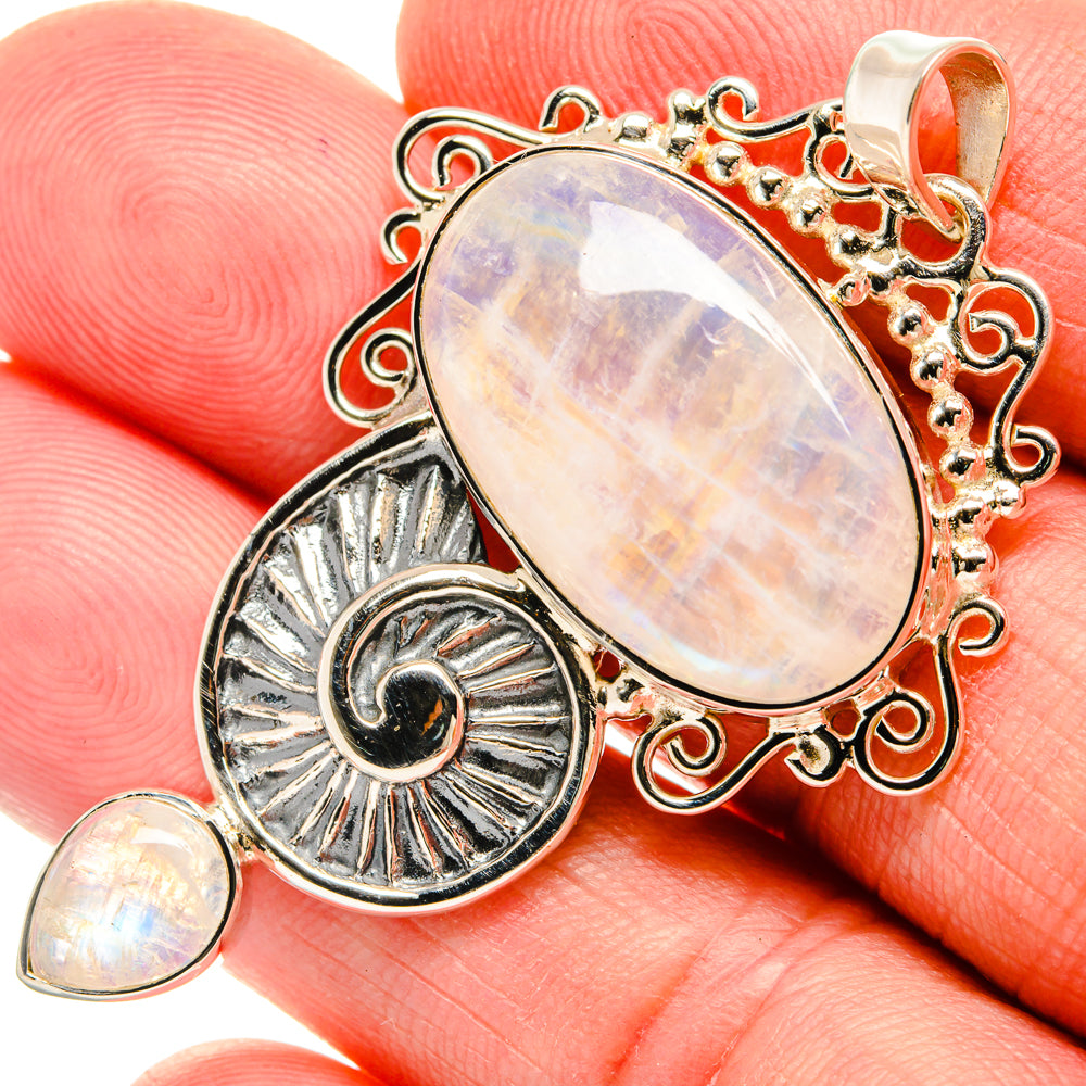 Rainbow Moonstone Pendants handcrafted by Anasilvercos - PD27918