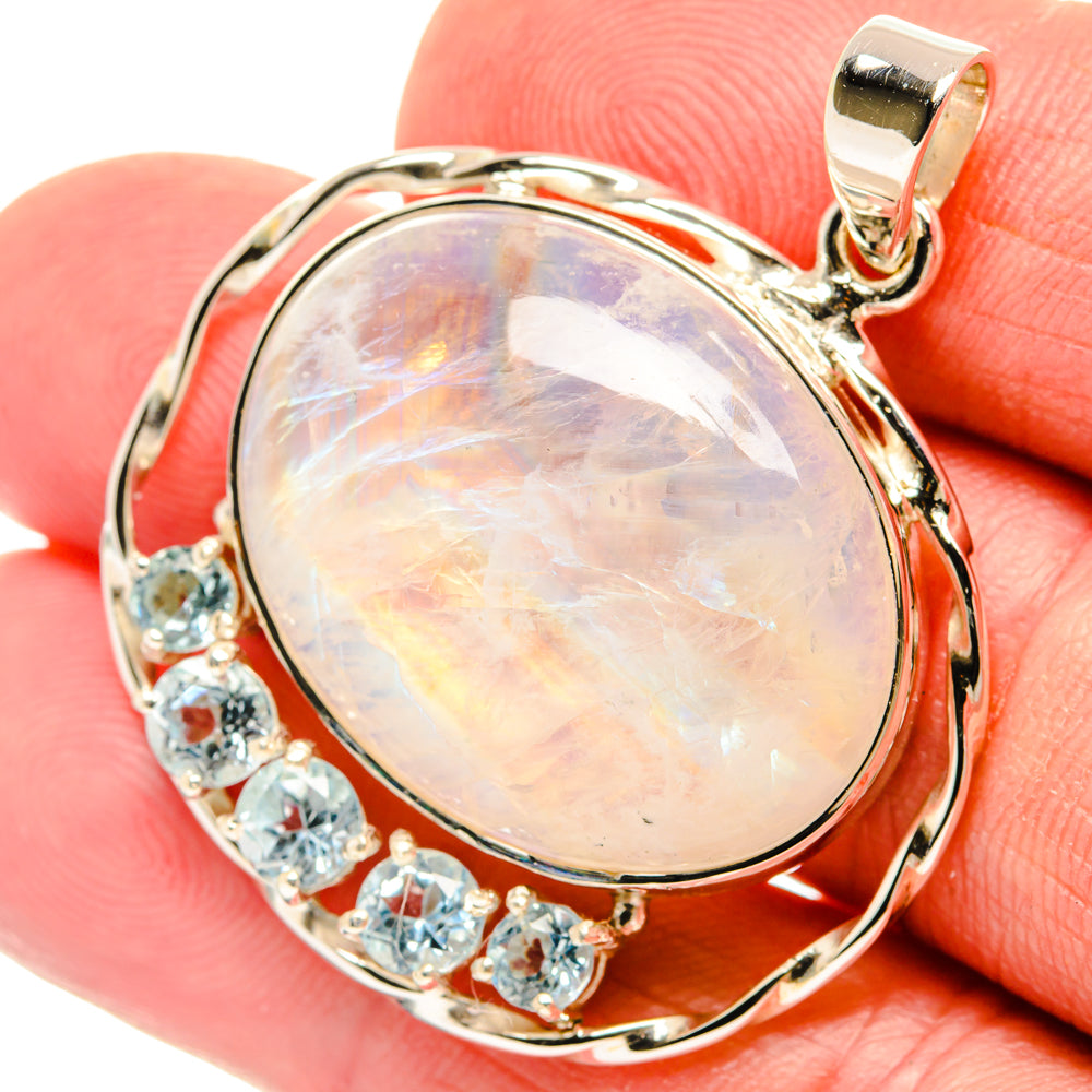 Rainbow Moonstone Pendants handcrafted by Anasilvercos - PD27919