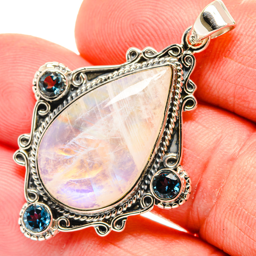 Rainbow Moonstone Pendants handcrafted by Anasilvercos - PD27929