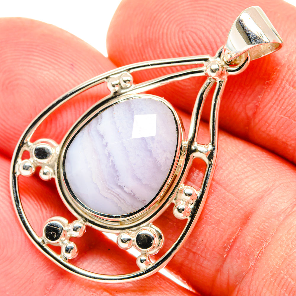 Blue Lace Agate Pendants handcrafted by Anasilvercos - PD27958