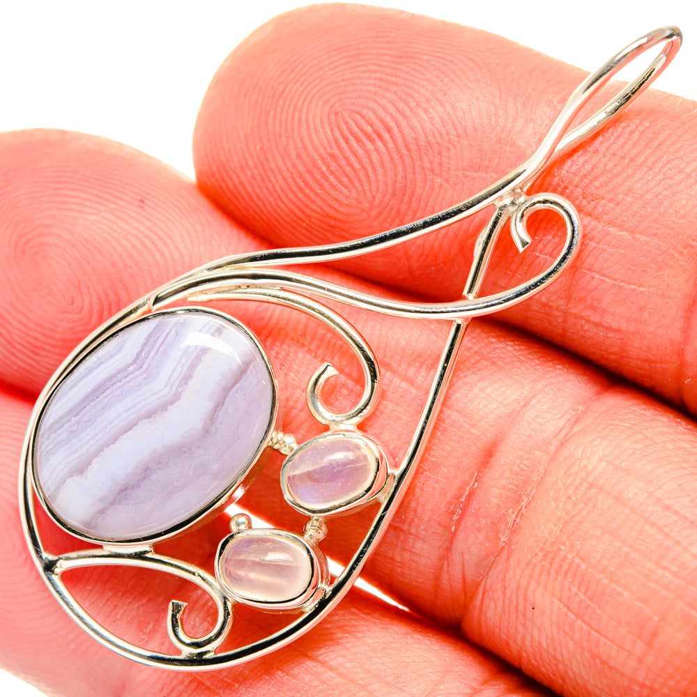 Blue Lace Agate Pendants handcrafted by Anasilvercos - PD27966