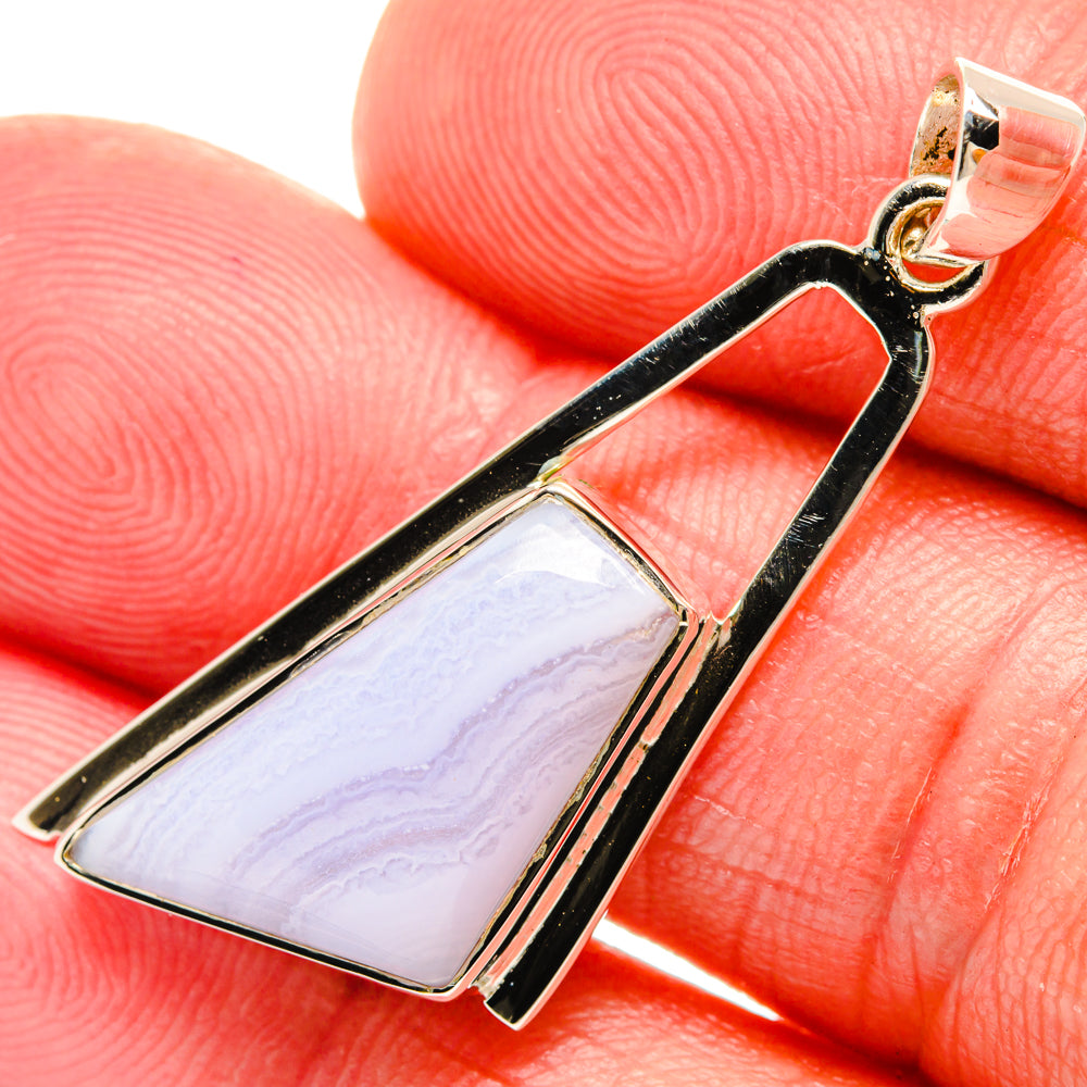 Blue Lace Agate Pendants handcrafted by Anasilvercos - PD27983