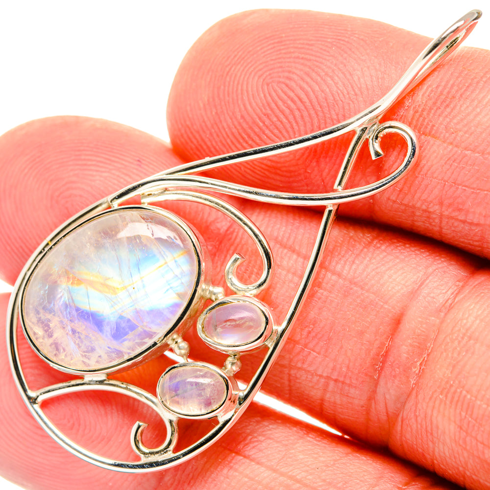 Rainbow Moonstone Pendants handcrafted by Anasilvercos - PD28056