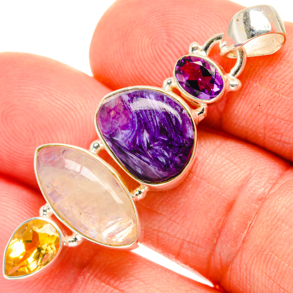 Rainbow Moonstone Pendants handcrafted by Anasilvercos - PD28125