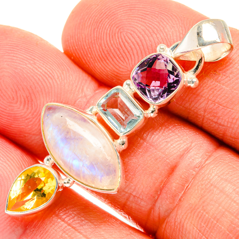 Rainbow Moonstone Pendants handcrafted by Anasilvercos - PD28133