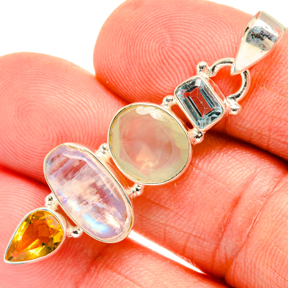 Rainbow Moonstone Pendants handcrafted by Anasilvercos - PD28143