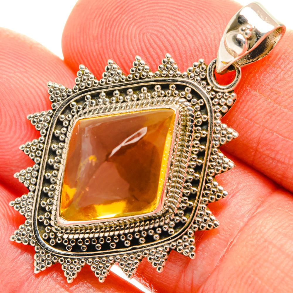 Citrine Sugarloaf Pendants handcrafted by Anasilvercos - PD28149