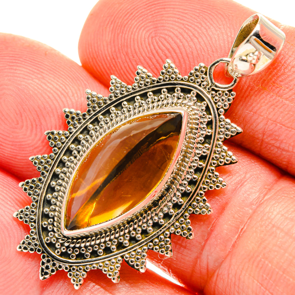 Citrine Sugarloaf Pendants handcrafted by Anasilvercos - PD28152