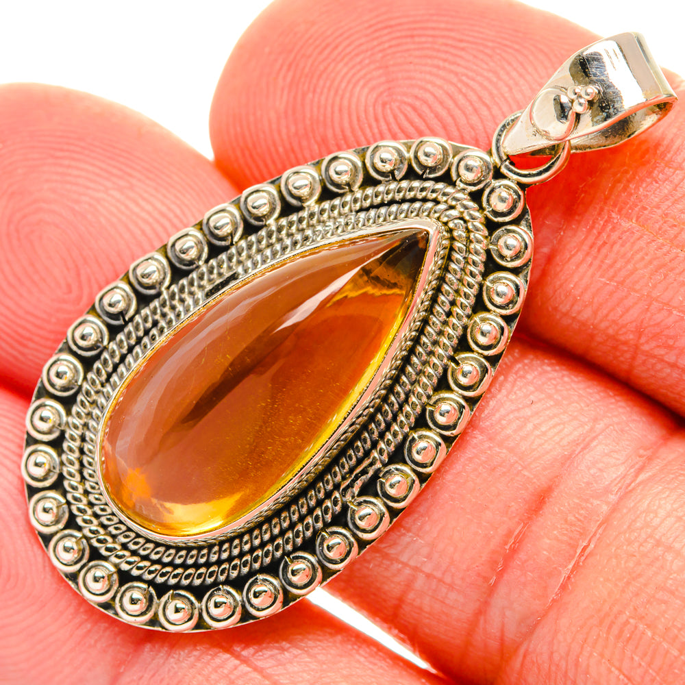 Citrine Sugarloaf Pendants handcrafted by Anasilvercos - PD28155