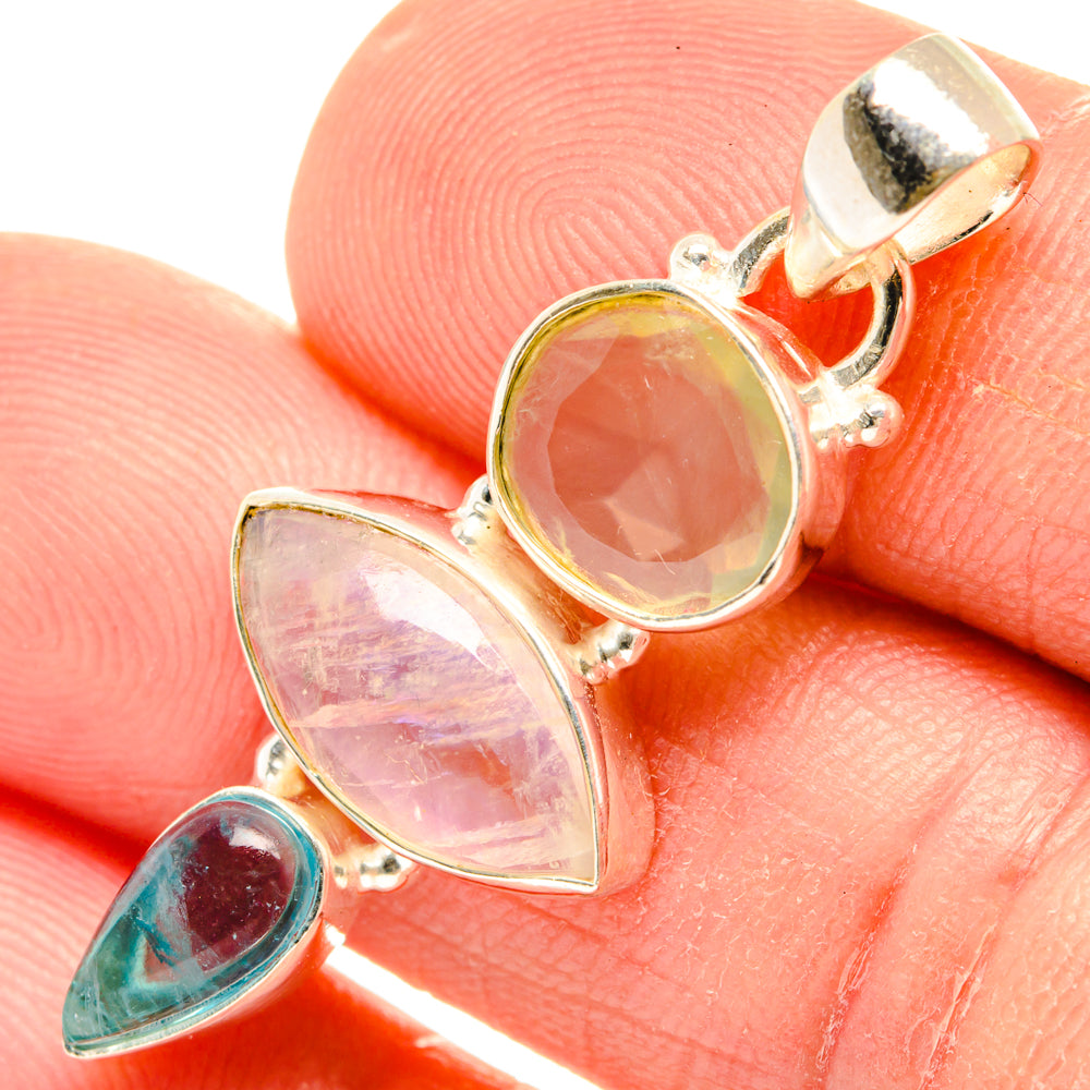 Rainbow Moonstone Pendants handcrafted by Anasilvercos - PD28235