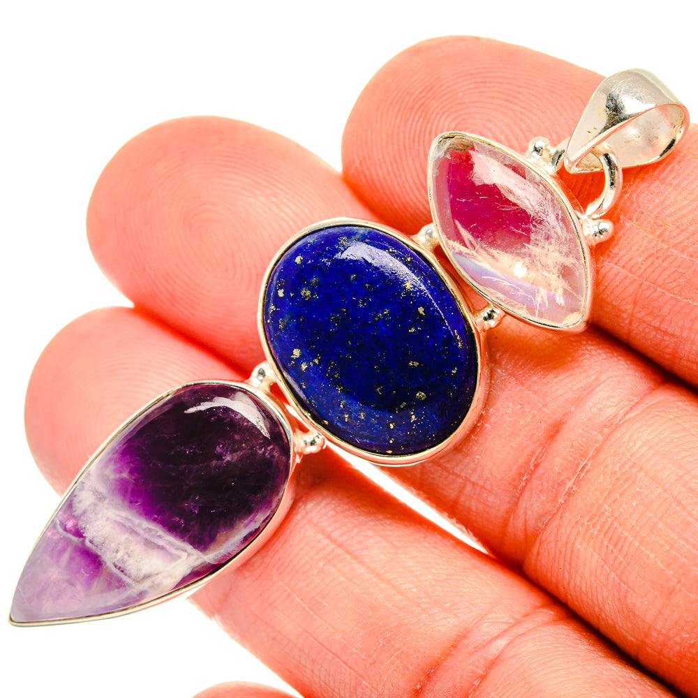 Chevron Amethyst Pendants handcrafted by Anasilvercos - PD28243