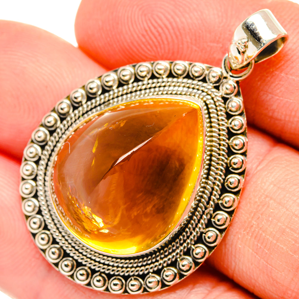 Citrine Sugarloaf Pendants handcrafted by Anasilvercos - PD28264