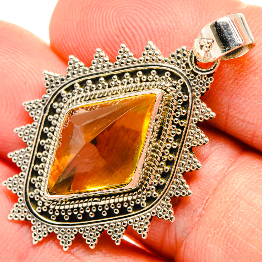 Citrine Sugarloaf Pendants handcrafted by Anasilvercos - PD28265