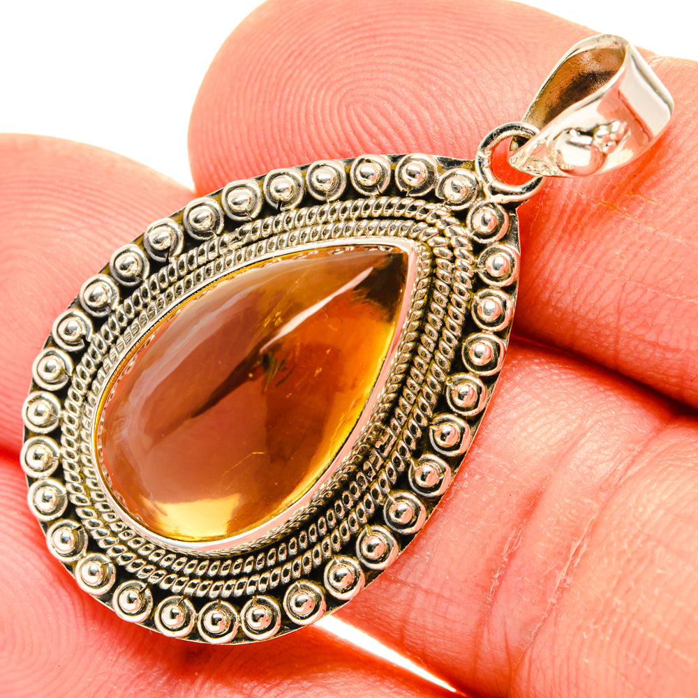 Citrine Sugarloaf Pendants handcrafted by Anasilvercos - PD28270