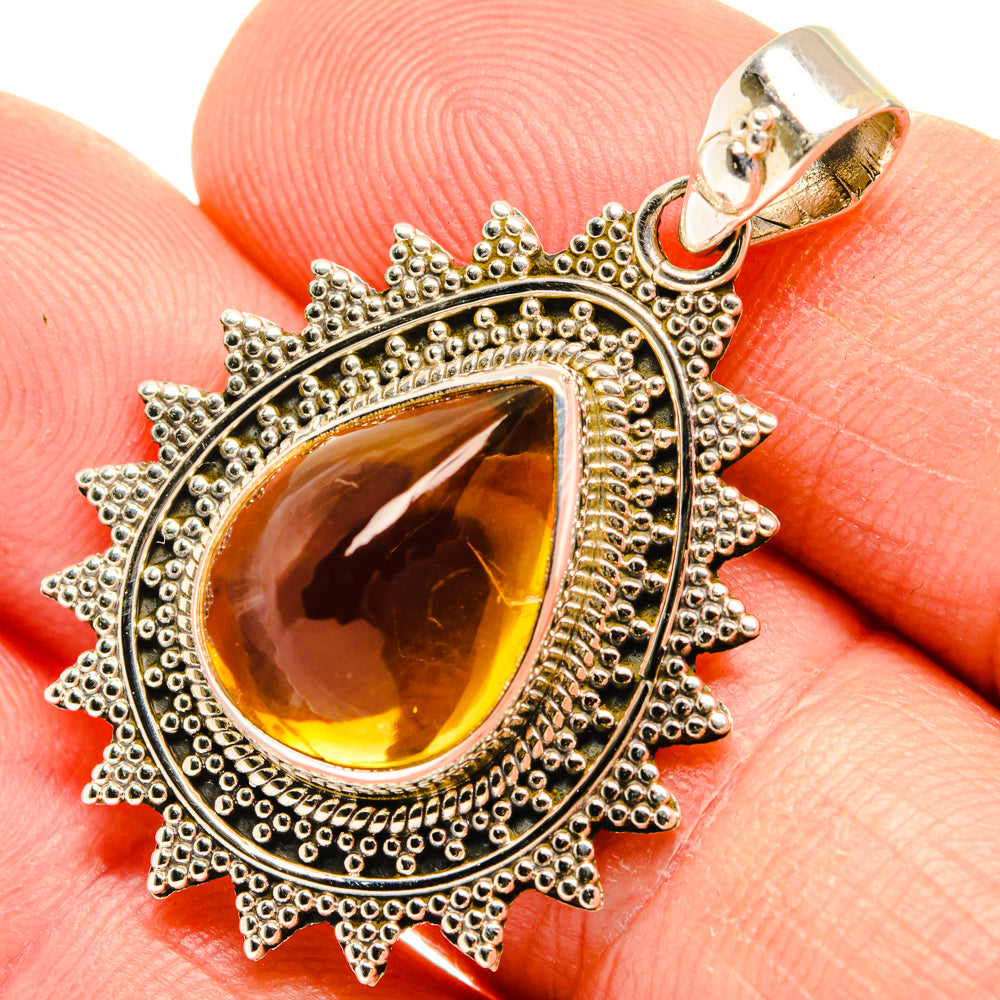 Citrine Sugarloaf Pendants handcrafted by Anasilvercos - PD28274