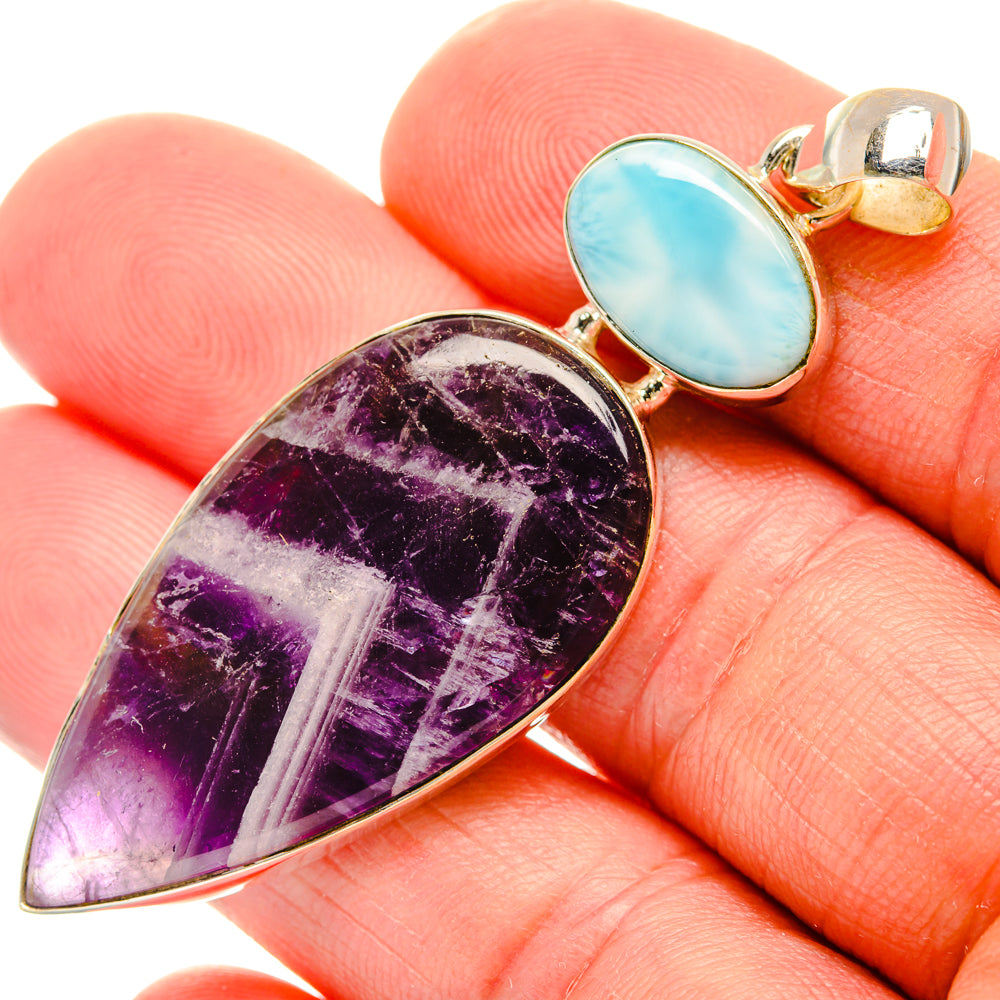 Chevron Amethyst Pendants handcrafted by Anasilvercos - PD28341