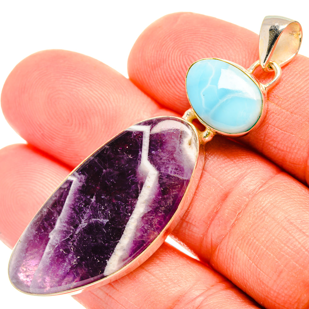 Chevron Amethyst Pendants handcrafted by Anasilvercos - PD28343