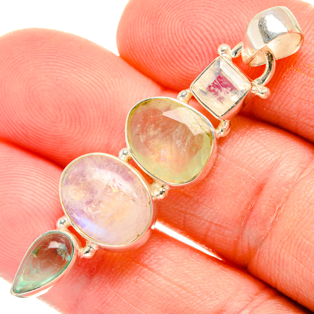 Rainbow Moonstone Pendants handcrafted by Anasilvercos - PD28353