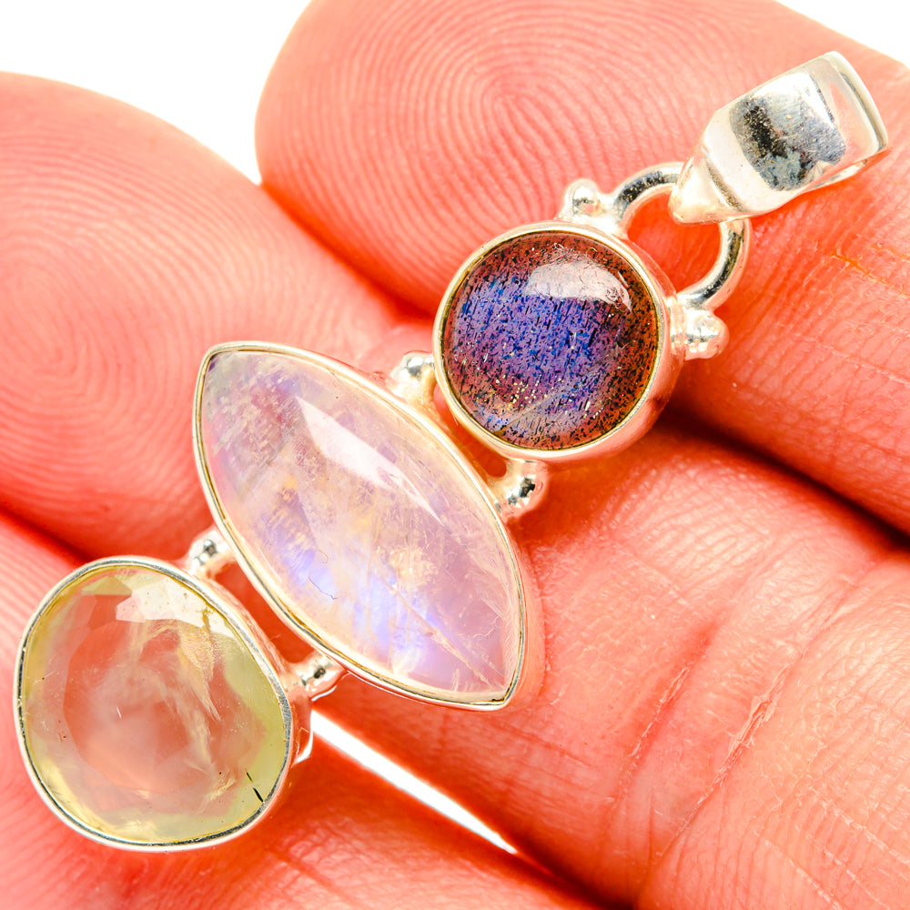 Rainbow Moonstone Pendants handcrafted by Anasilvercos - PD28365