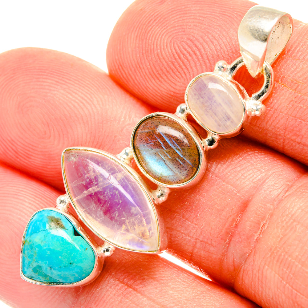 Rainbow Moonstone Pendants handcrafted by Anasilvercos - PD28369
