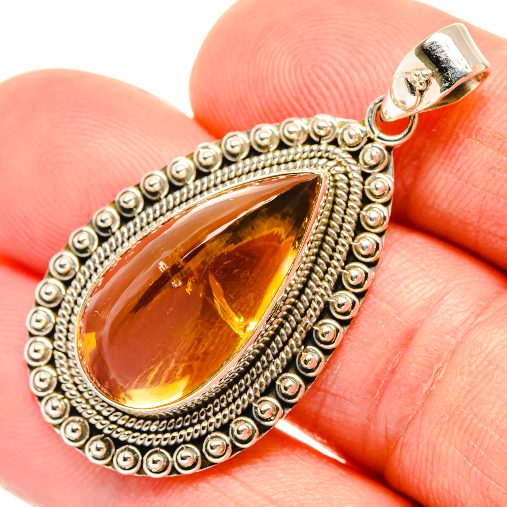 Citrine Sugarloaf Pendants handcrafted by Anasilvercos - PD28390