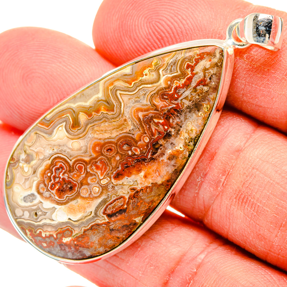 Crazy Lace Agate Pendants handcrafted by Anasilvercos - PD28406