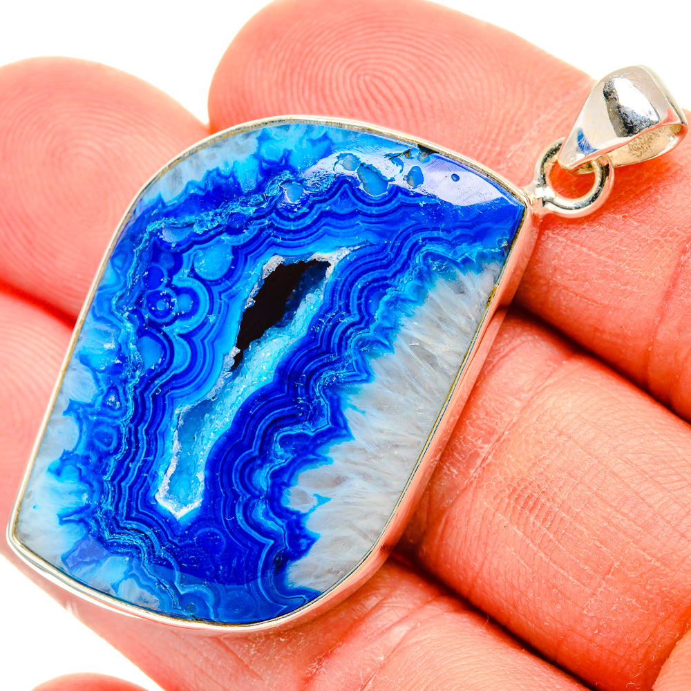 Blue Window Agate Pendants handcrafted by Anasilvercos - PD28412