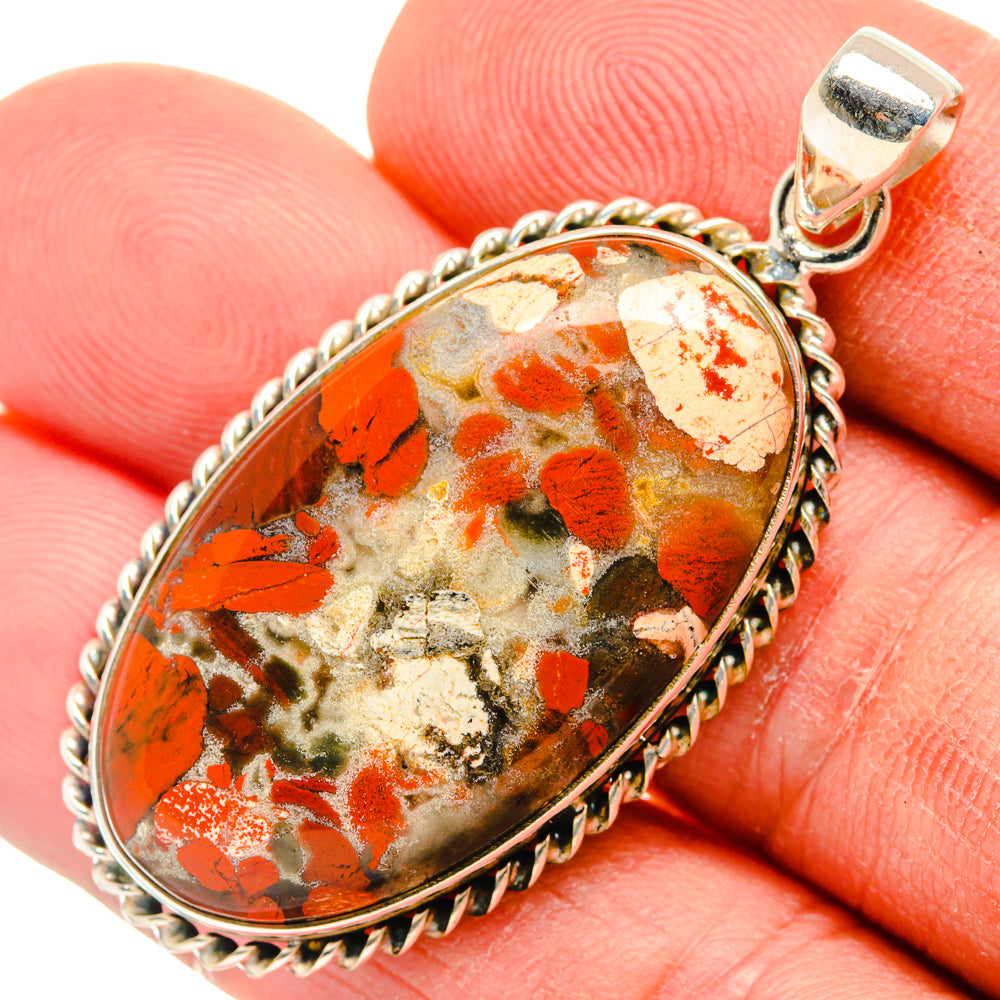 Brecciated Red Jasper Pendants handcrafted by Anasilvercos - PD28420