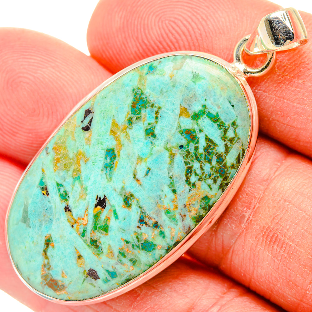 Peruvian Chrysocolla Pendants handcrafted by Anasilvercos - PD28422