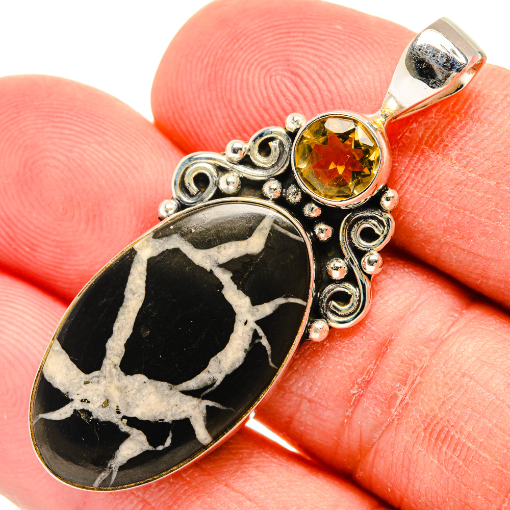 Septarian Geode, Citrine Pendants handcrafted by Anasilvercos - PD28425