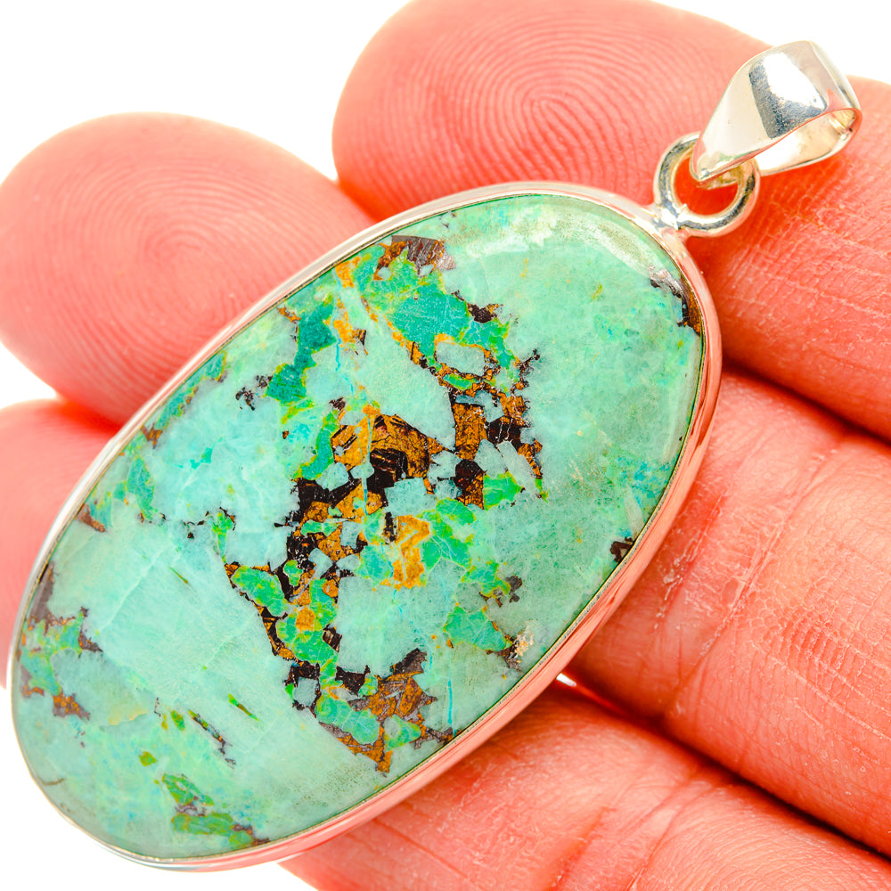 Peruvian Chrysocolla Pendants handcrafted by Anasilvercos - PD28434