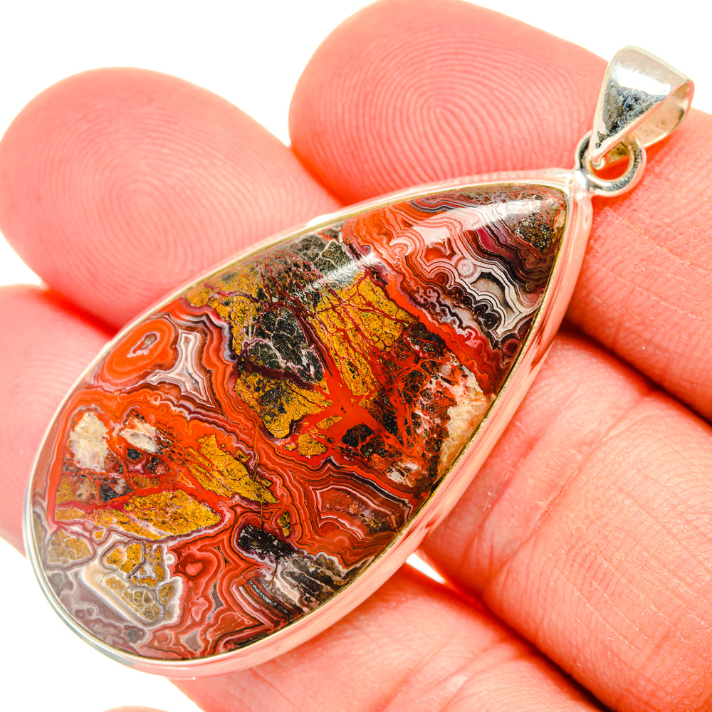 Crazy Lace Agate Pendants handcrafted by Anasilvercos - PD28474