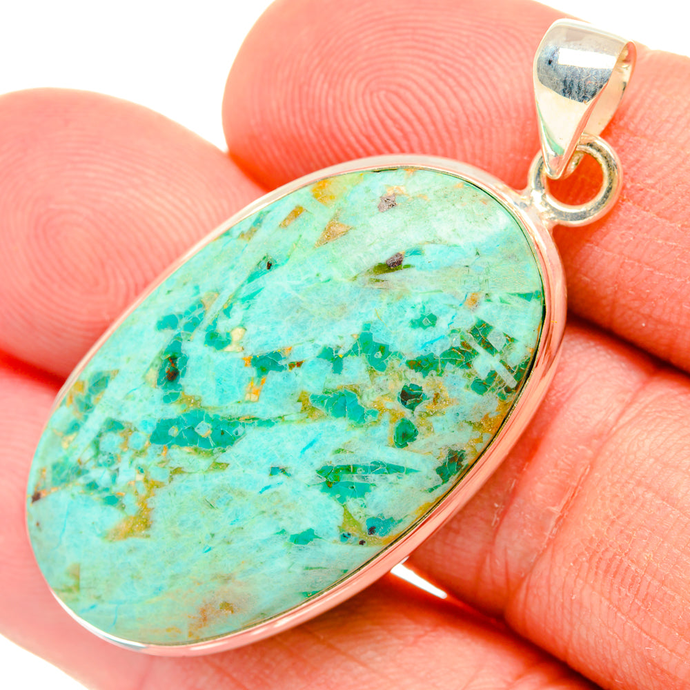 Peruvian Chrysocolla Pendants handcrafted by Anasilvercos - PD28476