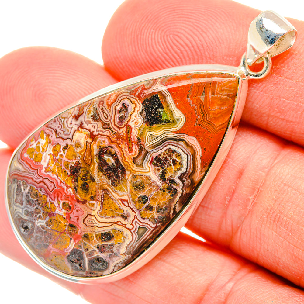 Crazy Lace Agate Pendants handcrafted by Anasilvercos - PD28483