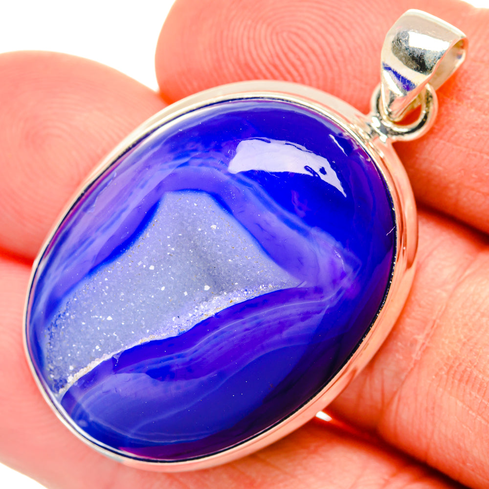 Purple Agate Druzy Pendants handcrafted by Anasilvercos - PD28485