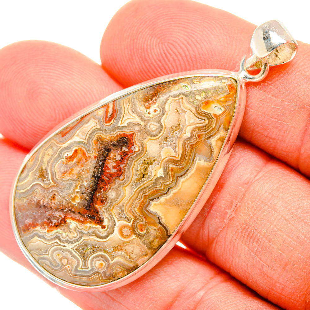 Crazy Lace Agate Pendants handcrafted by Anasilvercos - PD28504