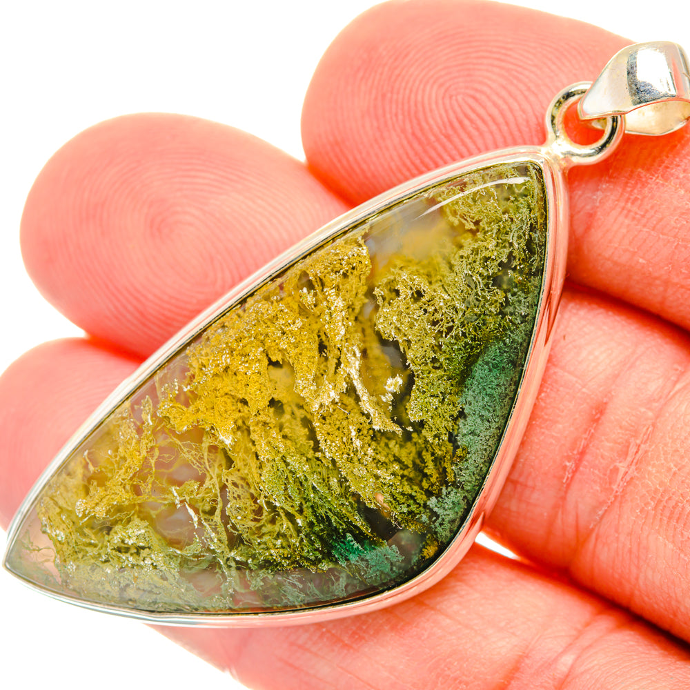Green Moss Agate Pendants handcrafted by Anasilvercos - PD28516