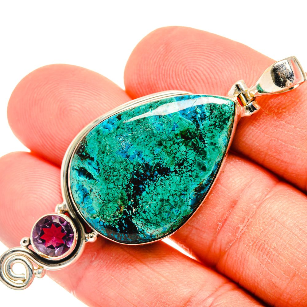 Peruvian Chrysocolla Pendants handcrafted by Anasilvercos - PD28523