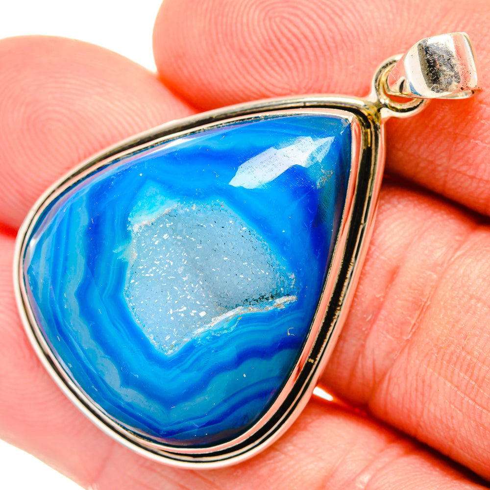 Blue Geode Druzy Pendants handcrafted by Anasilvercos - PD28612