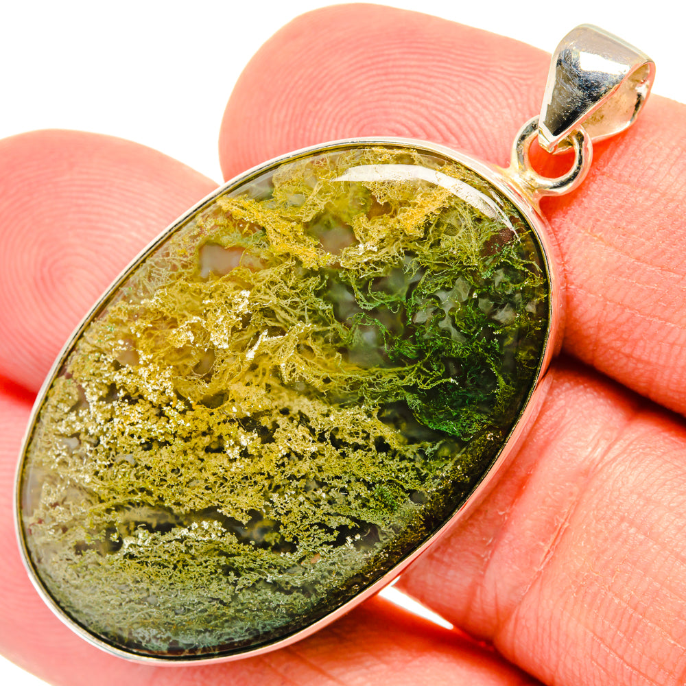 Green Moss Agate Pendants handcrafted by Anasilvercos - PD28618