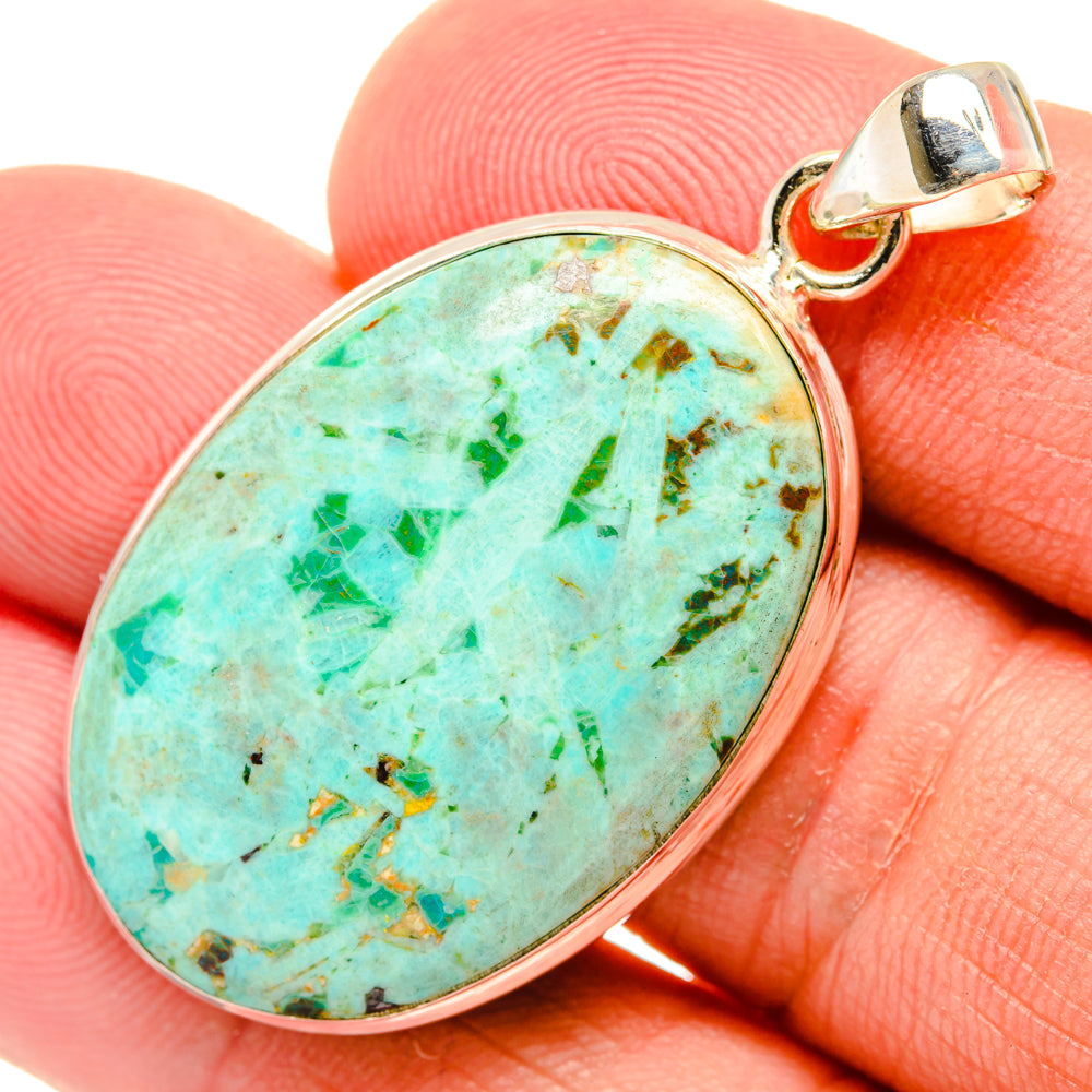 Peruvian Chrysocolla Pendants handcrafted by Anasilvercos - PD28624