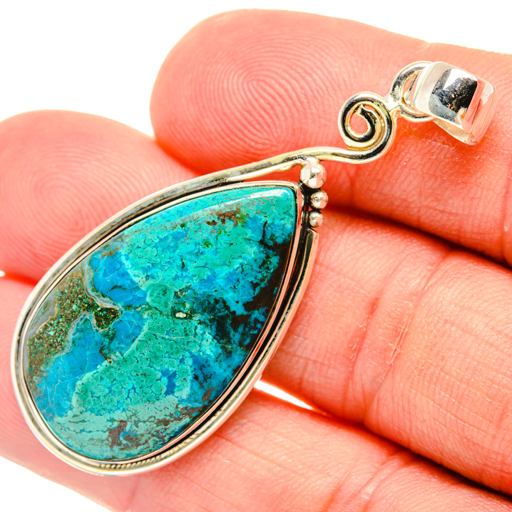 Peruvian Chrysocolla Pendants handcrafted by Anasilvercos - PD28628