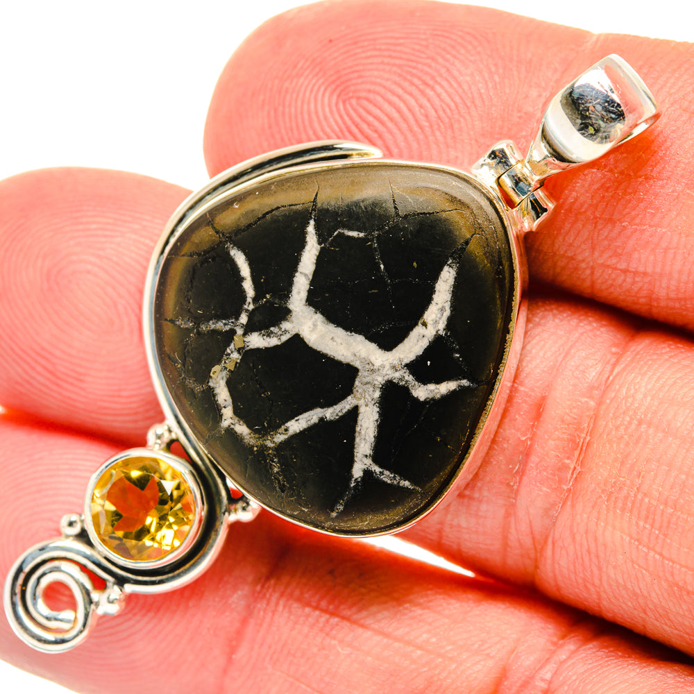 Septarian Geode, Citrine Pendants handcrafted by Anasilvercos - PD28632