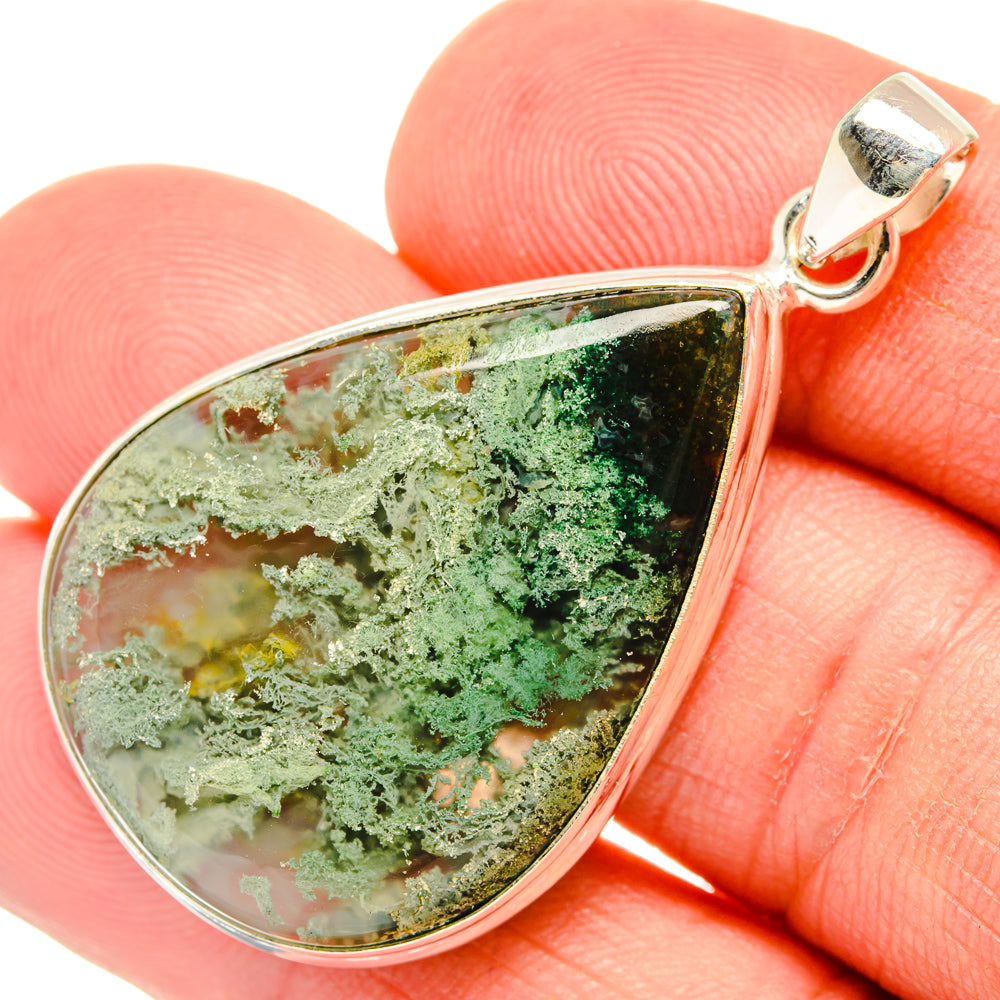 Green Moss Agate Pendants handcrafted by Anasilvercos - PD28677