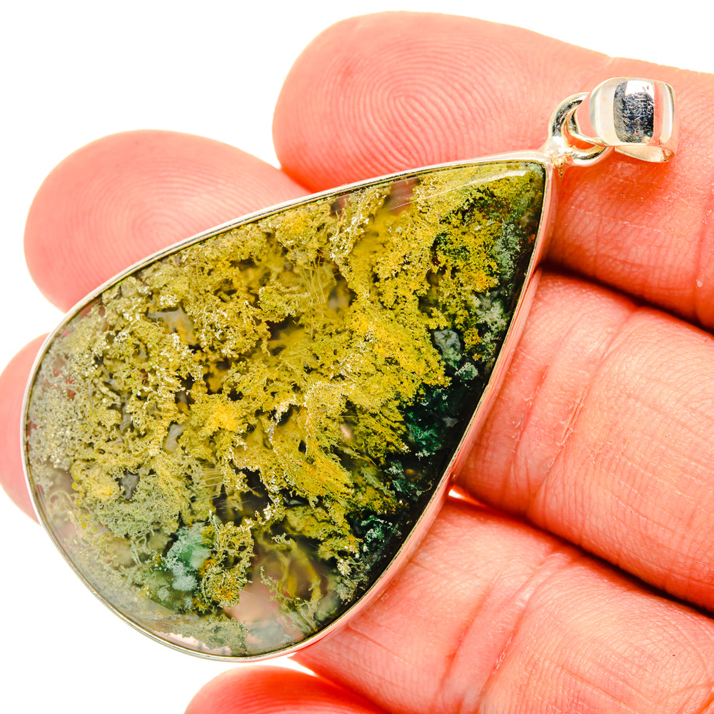 Green Moss Agate Pendants handcrafted by Anasilvercos - PD28682