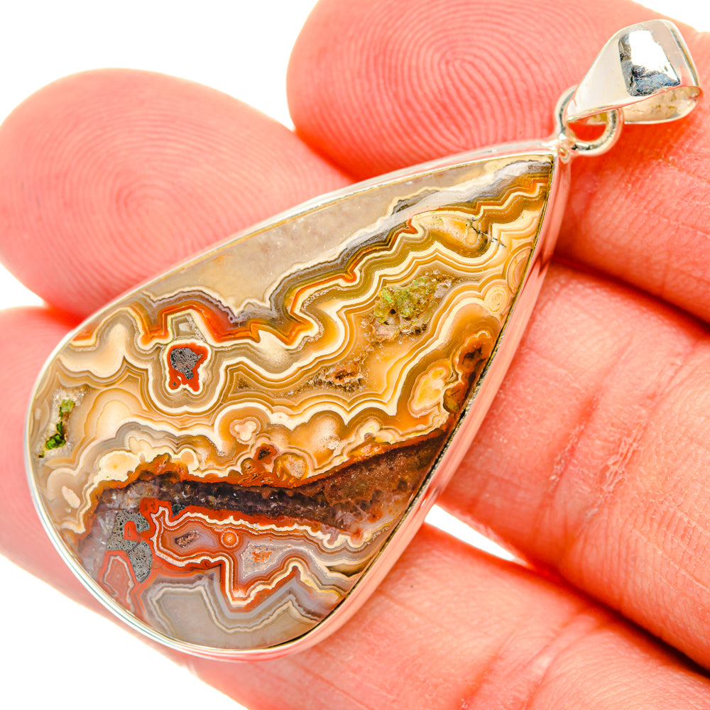 Crazy Lace Agate Pendants handcrafted by Anasilvercos - PD28711