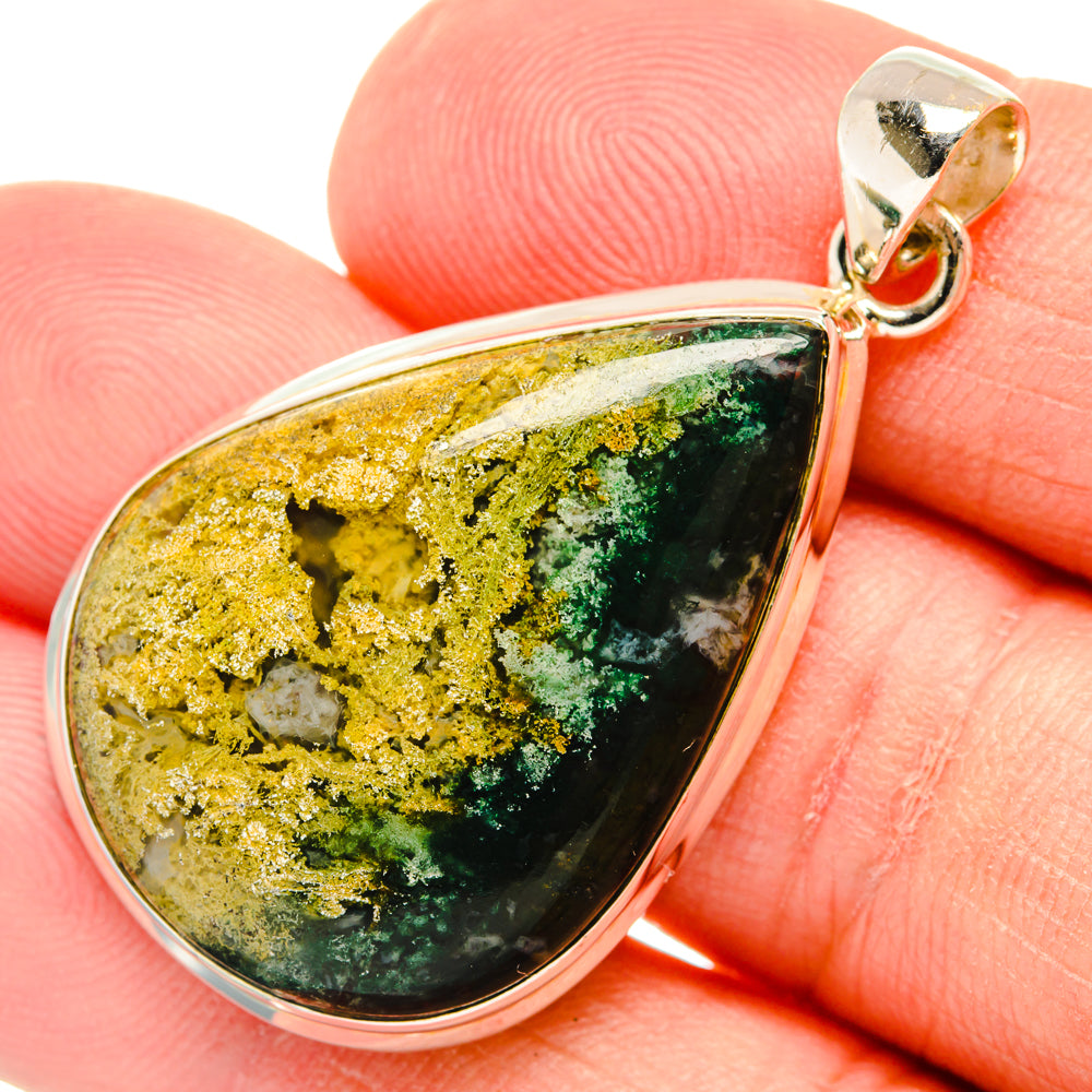 Green Moss Agate Pendants handcrafted by Anasilvercos - PD28720