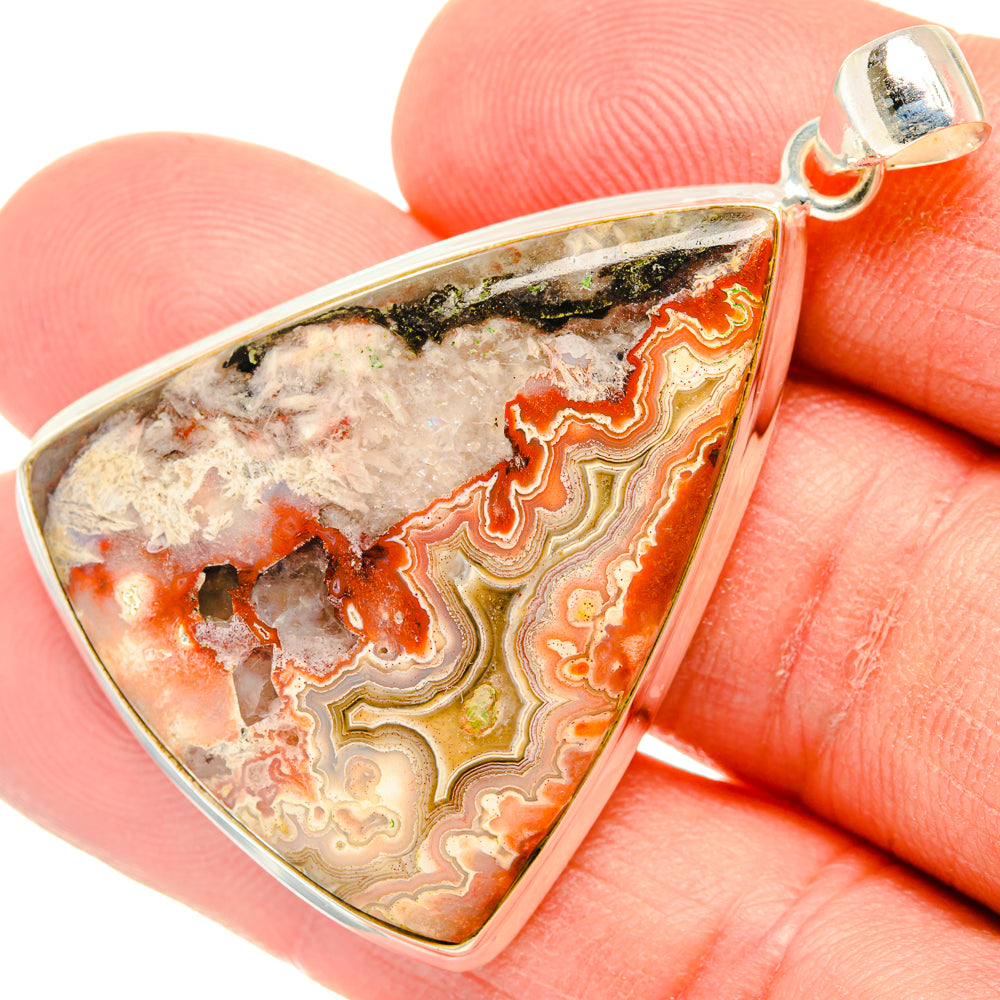 Crazy Lace Agate Pendants handcrafted by Anasilvercos - PD28734